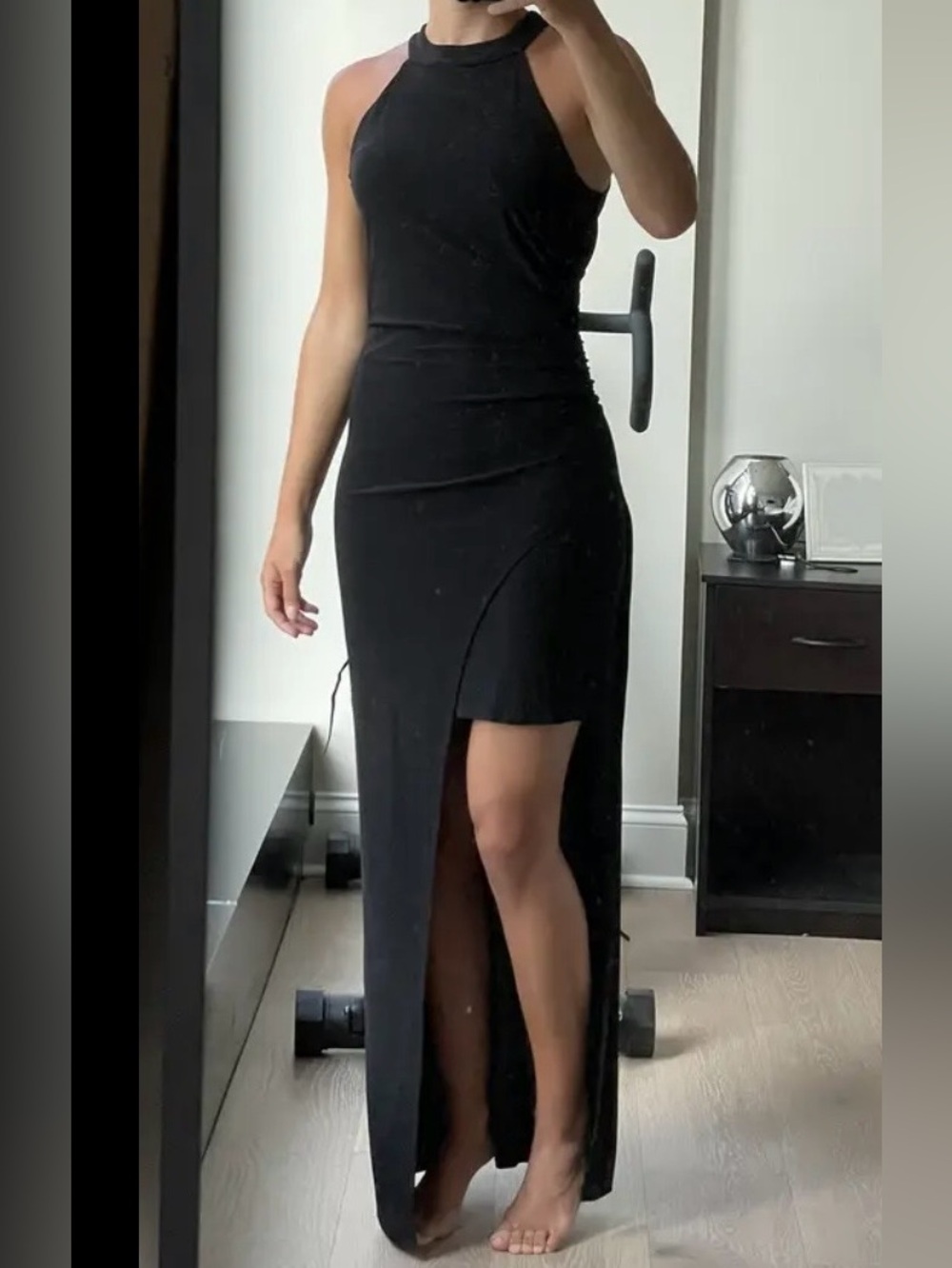 Laundry By Shelli Segal Black halter neck Asymmetric High-Low Maxi dress 6 - Picture 15 of 16